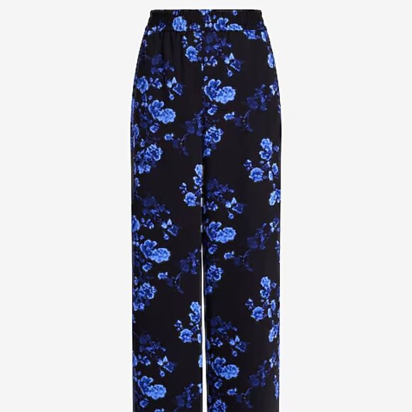EXPRESS High Waisted Satin Floral Pull On Wide Leg Pant XL - Picture 4 of 4